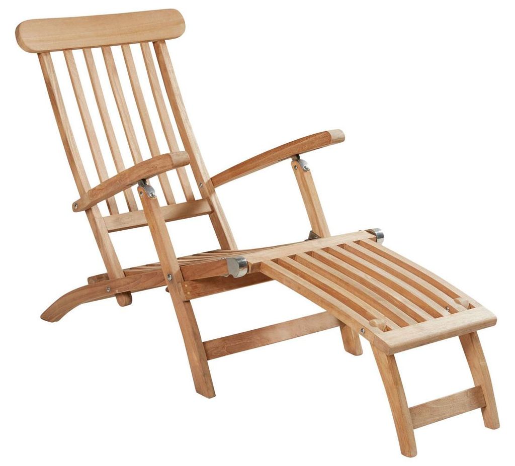 Gartenliege Colorado Deckchair klappbar Teak Natur 160x59x88 cm