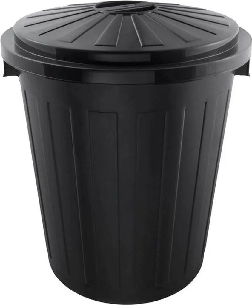 Grande poubelle de cuisine 50L grise en plastique PP rigide et polyvalent