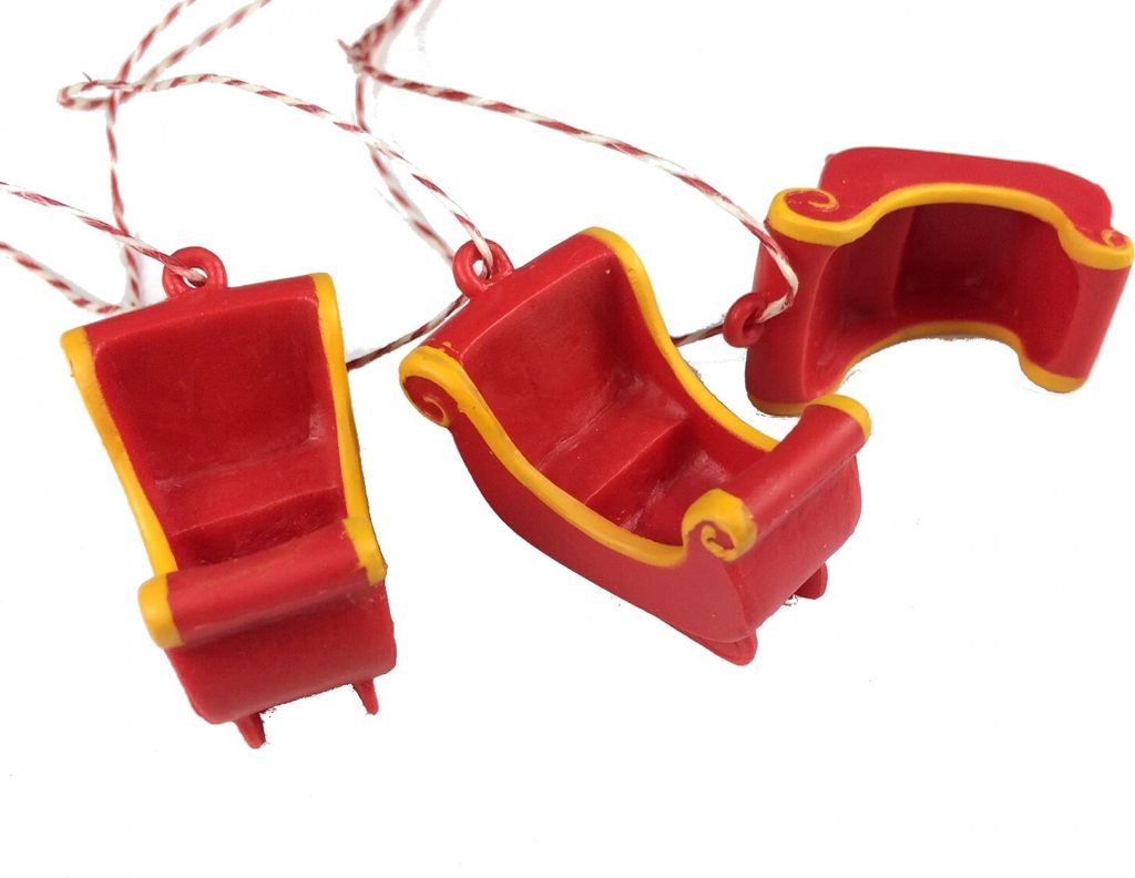 3 Stück Weihnachtsbaumanhänger Baumschmuck Anhänger Xmas Schlitten Rentier