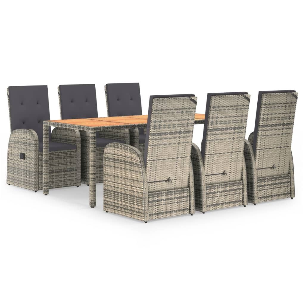 vidaXL Ensemble de jardin 7 pièces avec coussins Gris Poly Image du produit 