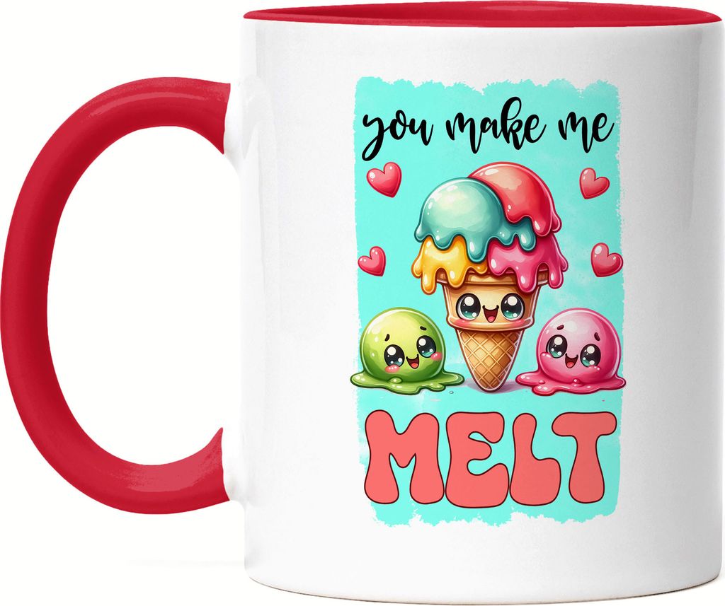 You Make Me Melt Tasse Rot Eiscreme Herz Liebe Süßes Geschenk Romantisches Design