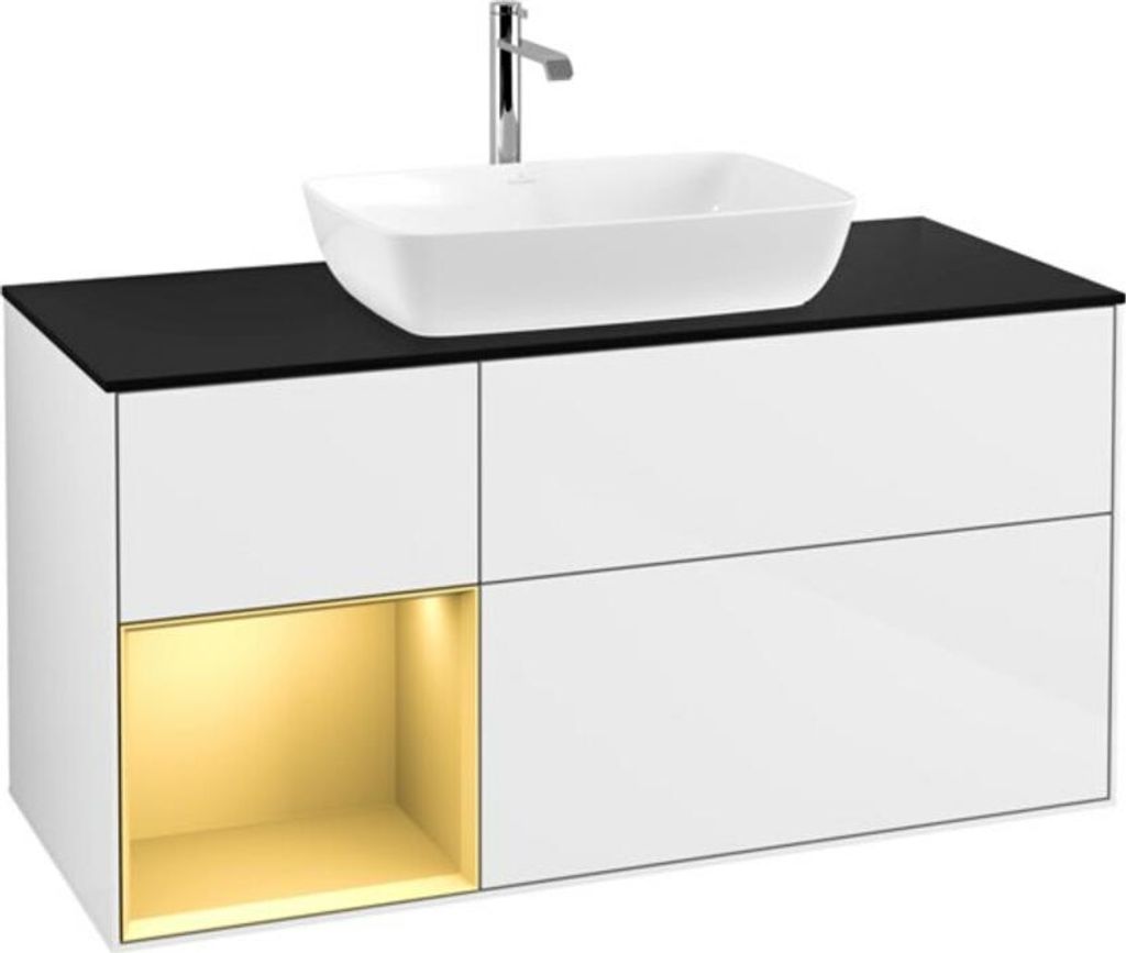 V&B Waschtischunterschrank Finion 120cm, Pl b m, Rg gol m Lac, glo wh. Lac