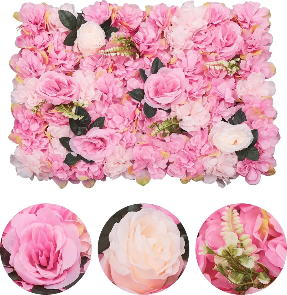 Panneau mural fleurs artificielles 60x40 cm lot de 12 décor sans soin