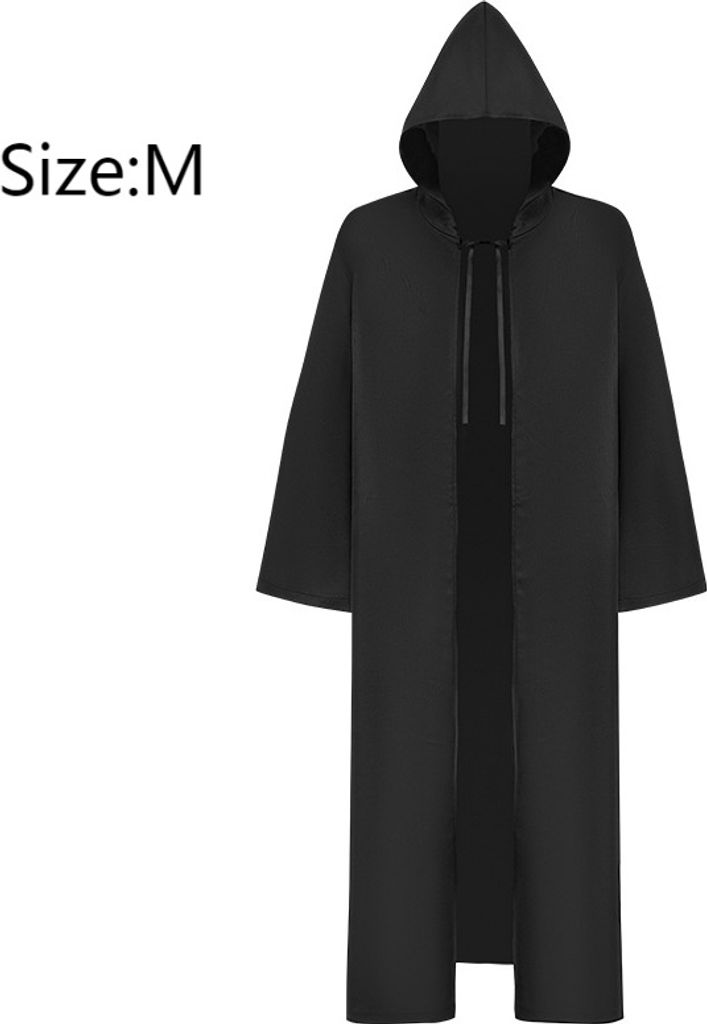 Party Halloween Gothic Cape Cod Kostüm mittelalterliche Kapuze Robe Stoff Halloween Kostüme für Männer und Frauen, schwarz, S