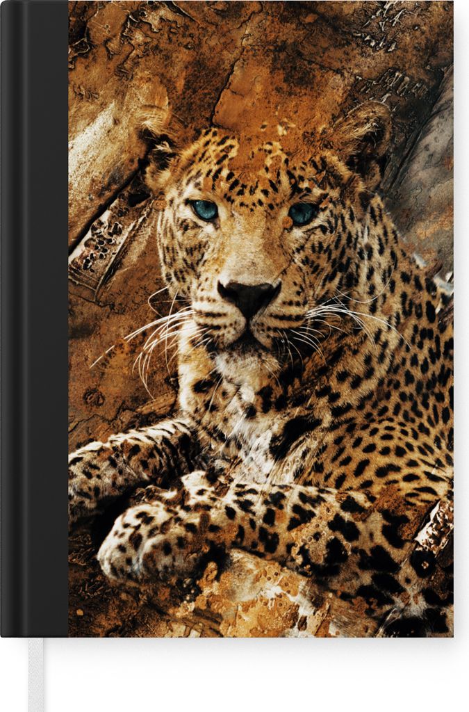 MuchoWow Notizbuch Tagebuch Haushaltsbuch Notebook A5 Leopard - Steine - Wand - Notizblock - Notizheft - Notebook - Schreibblock - Papier