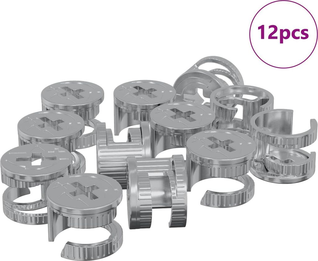 vidaXL Zapfenschloss-Muttern 12 pcs Silber 15 x 11,5 mm Metall