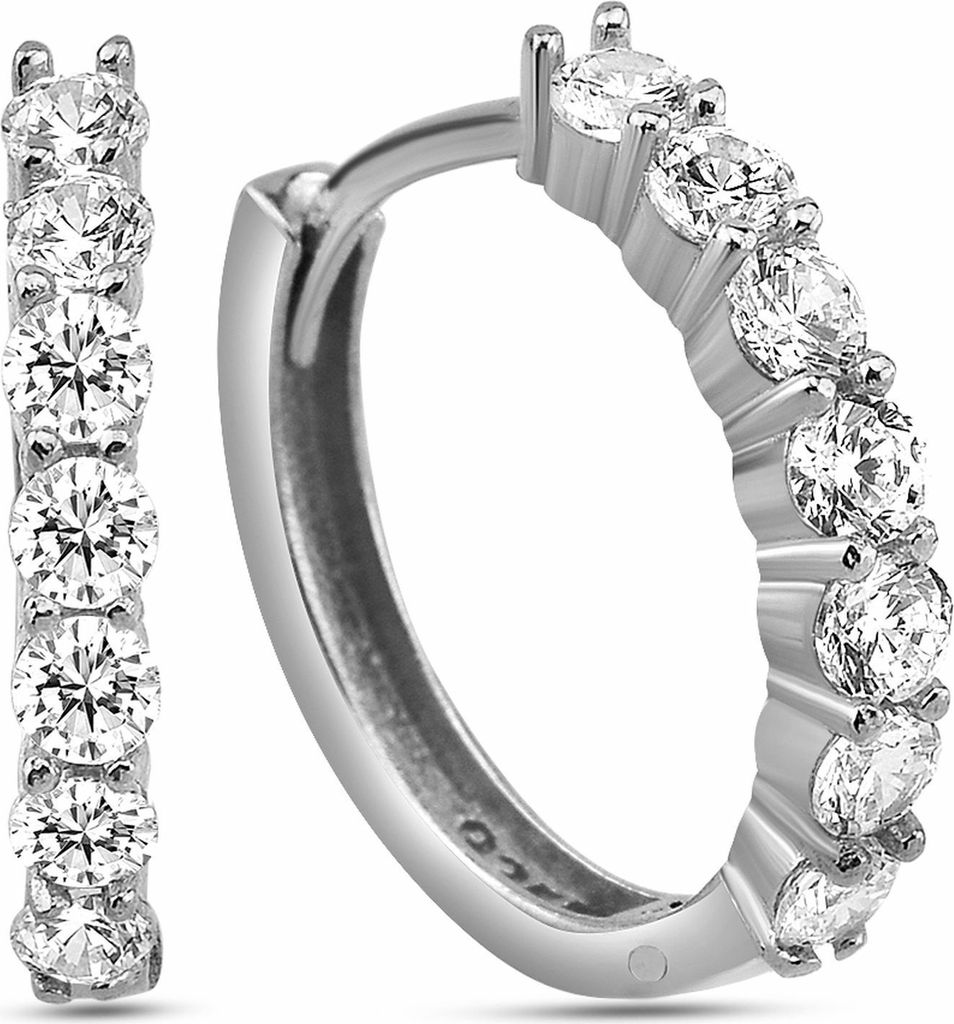 Dkeniz Ohrringe 925/- Sterling Silber 2,0cm weiß Zirkonia weiß 145210007