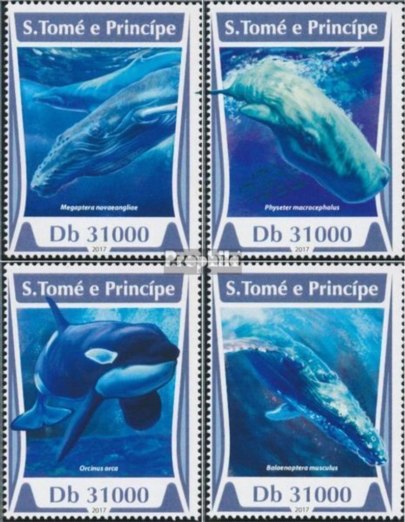 Briefmarken Sao Tome e Principe 2017 Mi 7249-7252 (kompl. Ausgabe) postfrisch Wale