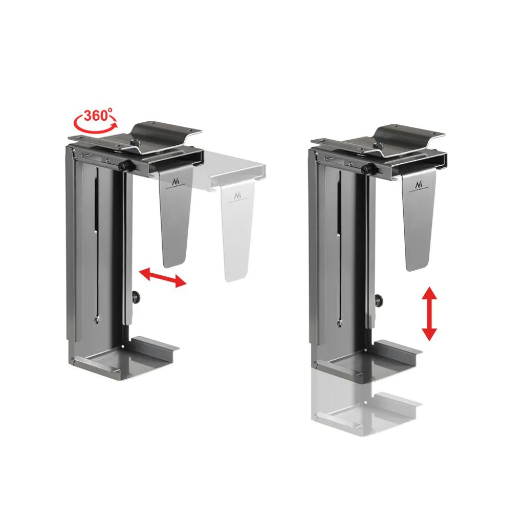 Support de PC réglable argenté avec fixation sous bureau - Robuste 25kg - 3