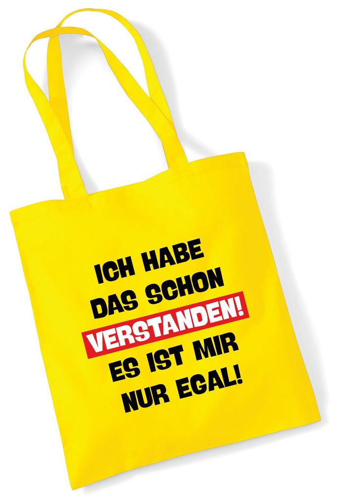 Huuraa Jutebeutel Schon verstanden ich mit nur egal 10 Liter Yellow Baumwolle Tasche Geschenkidee
