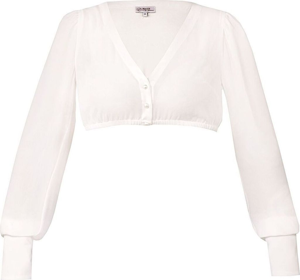 Dirndlbluse Jachenau Langarm ecru 34 Produktbild 
