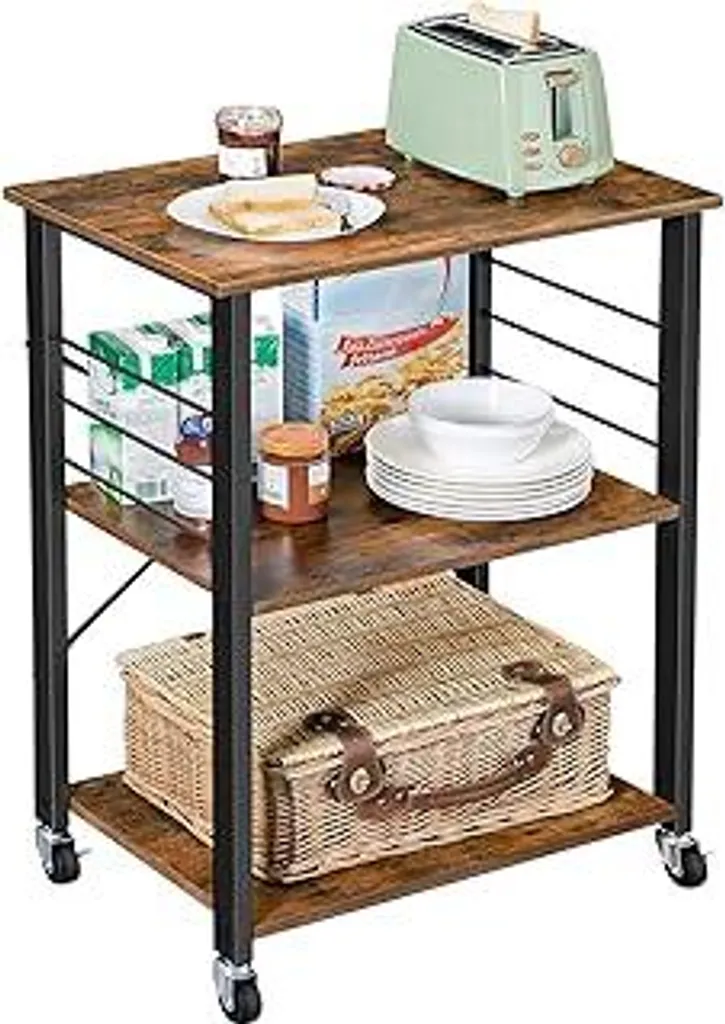 Mobiletto Cucina VASAGLE Marrone Vintage KKS60XV1 con Ruote e Ganci