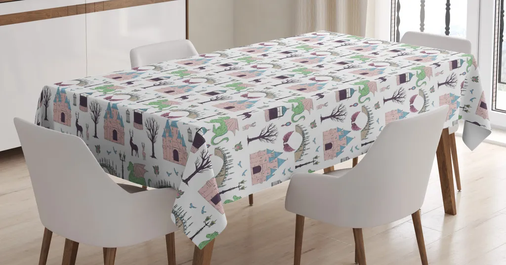 Tovaglia Fantasy ABAKUHAUS 140x200 cm | Draghi e Castelli Multicolore