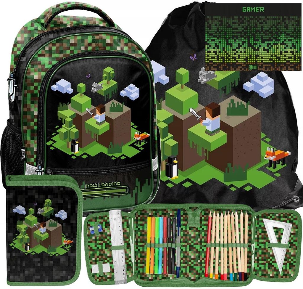 4dílná školní batohová sada MINECRAFT – ergonomický batoh, Obrázek produktu 
