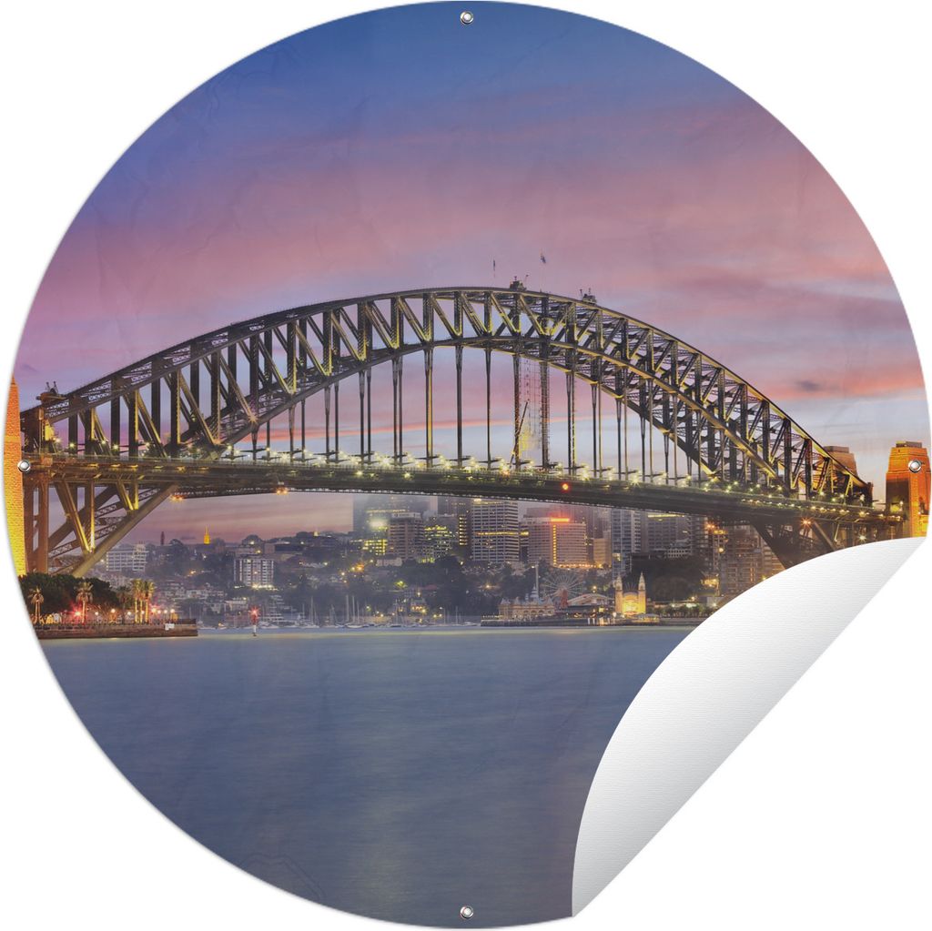 MuchoWow Gartenposter Outdoor-Poster Rund Skyline von Sydney und die Sydney Harbour Bridge in Australien Ø 150 cm Gartendeko Rundes Poster draußen