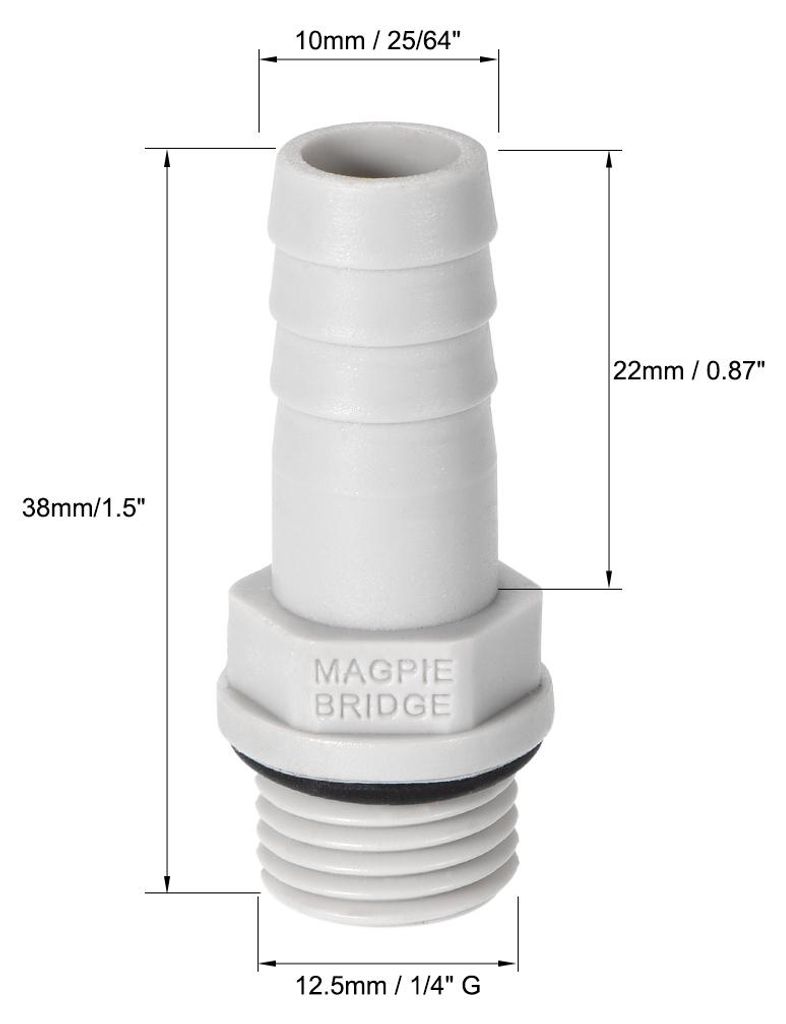 20 Stš¹ck PVC Schlauchanschluss Schlauchverbinder 10mm oder 25/64 "mit Widerhaken x 1/4" G Stecker Rohr Schlauchtš¹lle Wasseranschluss Verl?nge...