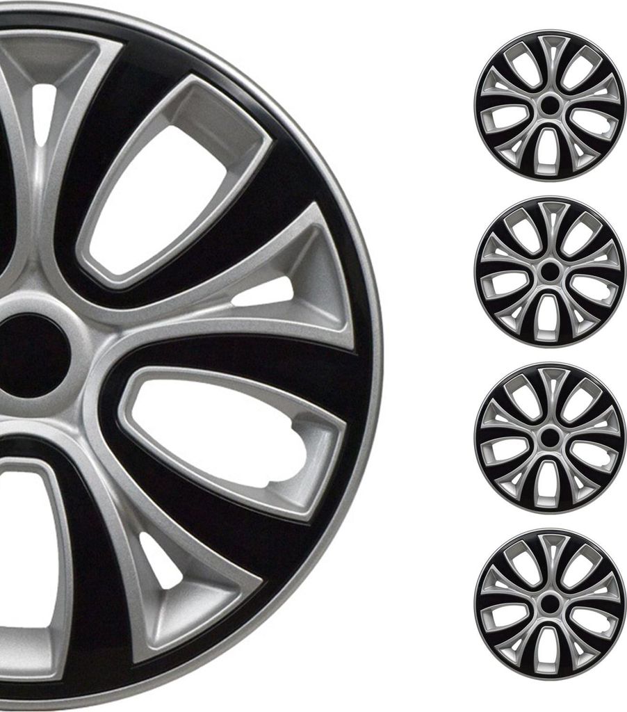 4x Radblenden Radkappen Radzierblenden für 14" Zoll Stahlfelgen Silber Schwarz