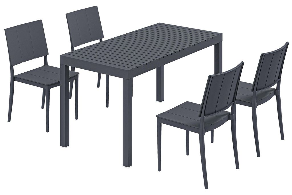 Gartenmöbel Set Sitzgruppe 5-teilig Breiter Tisch mit 4 Produktbild 