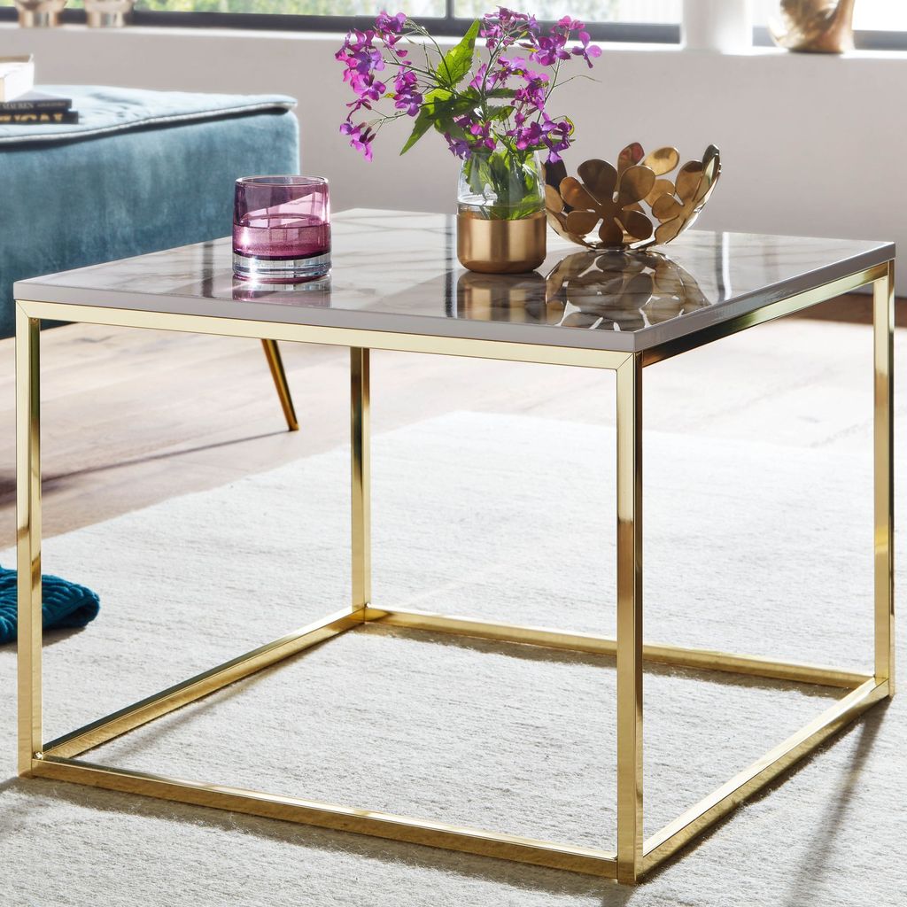 Couchtisch FineBuy Sofatisch Marmor Optik 60x60x45 cm Produktbild 1