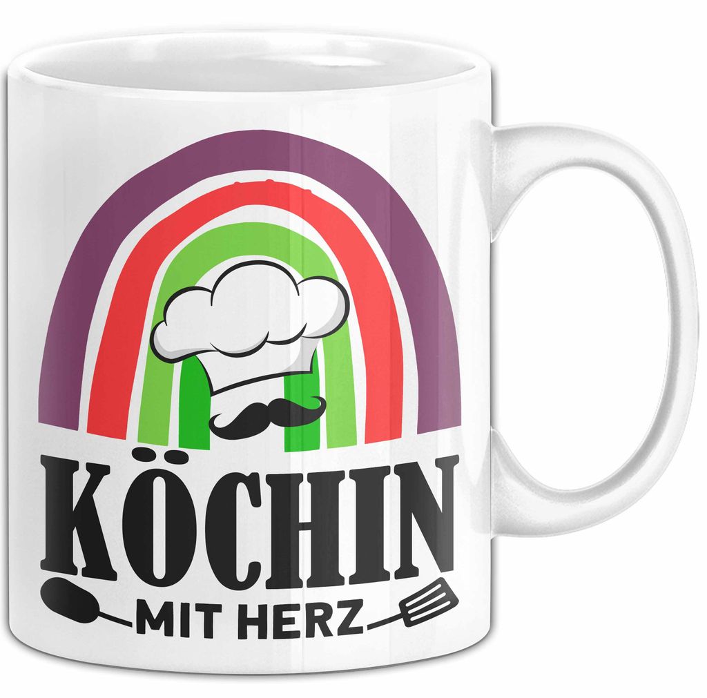 Köchin Mit Herz Tasse Lustiges Geschenk Für Köchin (Weiß)