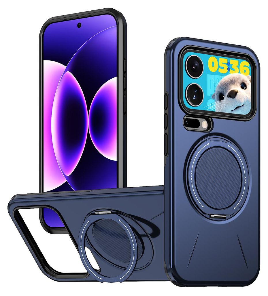 Magnetisch Hülle für Xiaomi 17 Pro, Stoßfeste Weich TPU und Hard PC Schutzhülle mit Ringhalter Ständer Blau