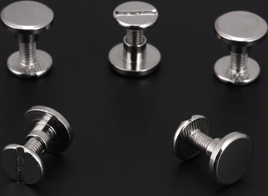 20er Set Messing Gewinde-Flachkopf-Nieten mit Schrauben, 6,5mm, für Lederreparatur, DIY Basteln, Taschen, Schuhe und Accessoires