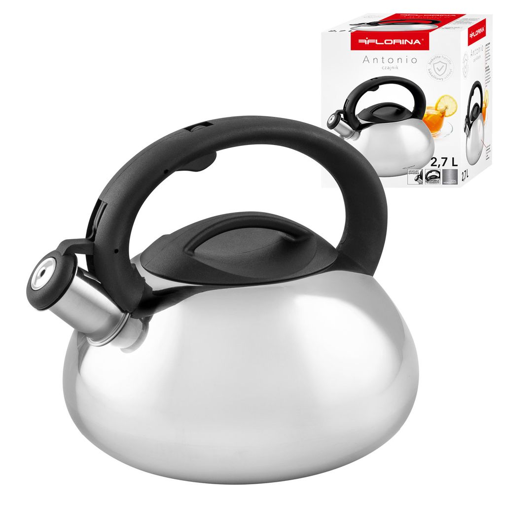 Edelstahl Wasserkessel 2,7L Flötenkessel Teekessel Silbern