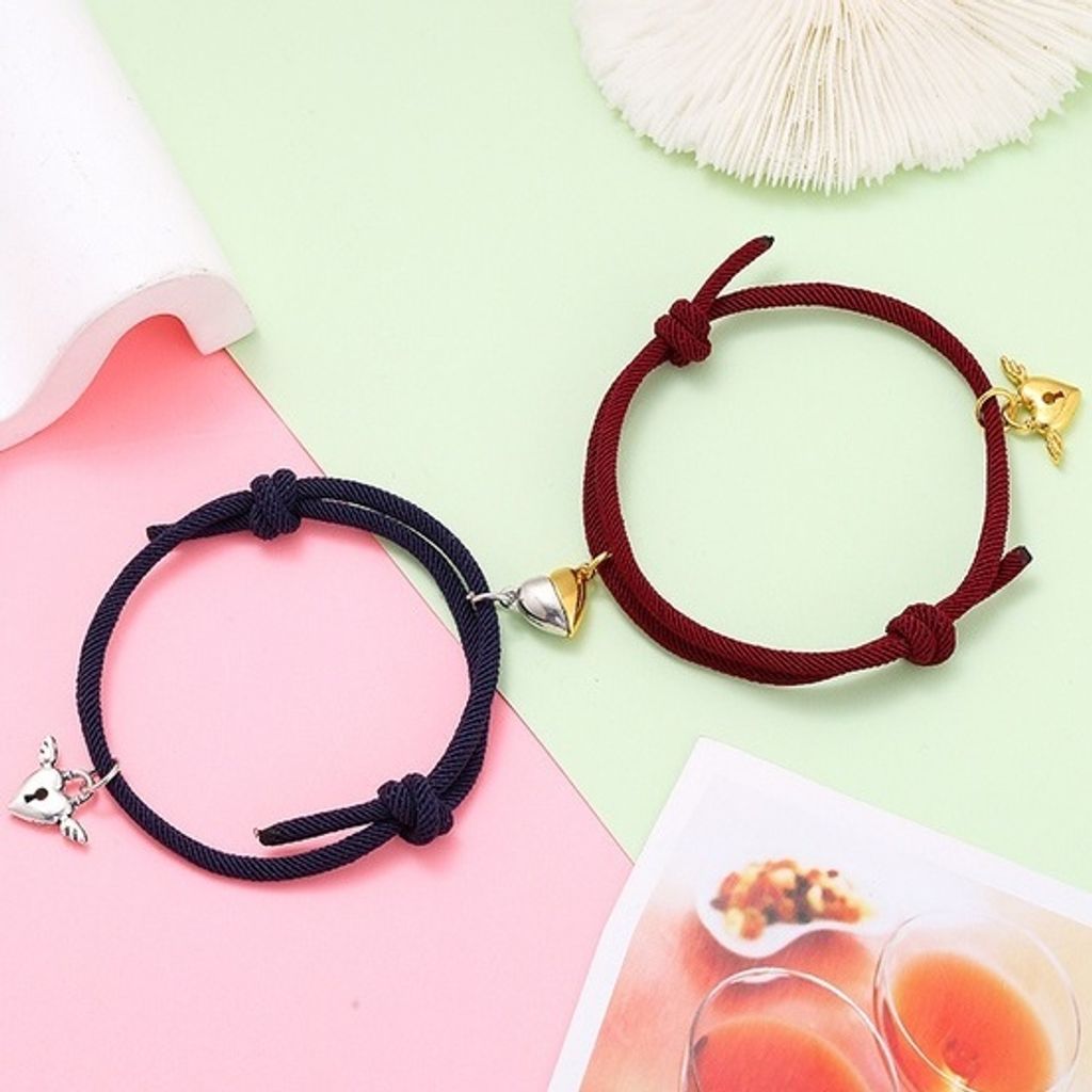 Heart Magnet Armbänder - Stilvolle Uni Armbänder in Dunkelblau/Burgund KP20609
