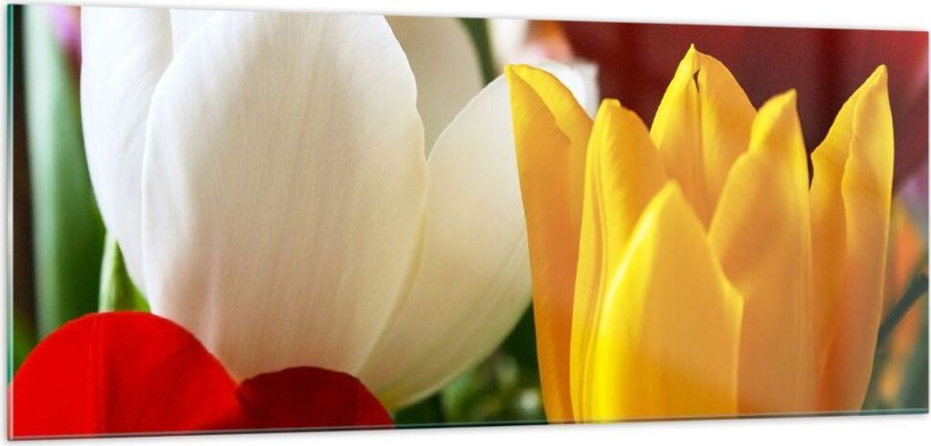 Bilder auf glas - Tulpen Vase Blumenstrauß - 100x40cm - Glasbilder - Wandbilder - Kunstdruck - zum Aufhängen bereit - Wanddekoration aus Glas - G...