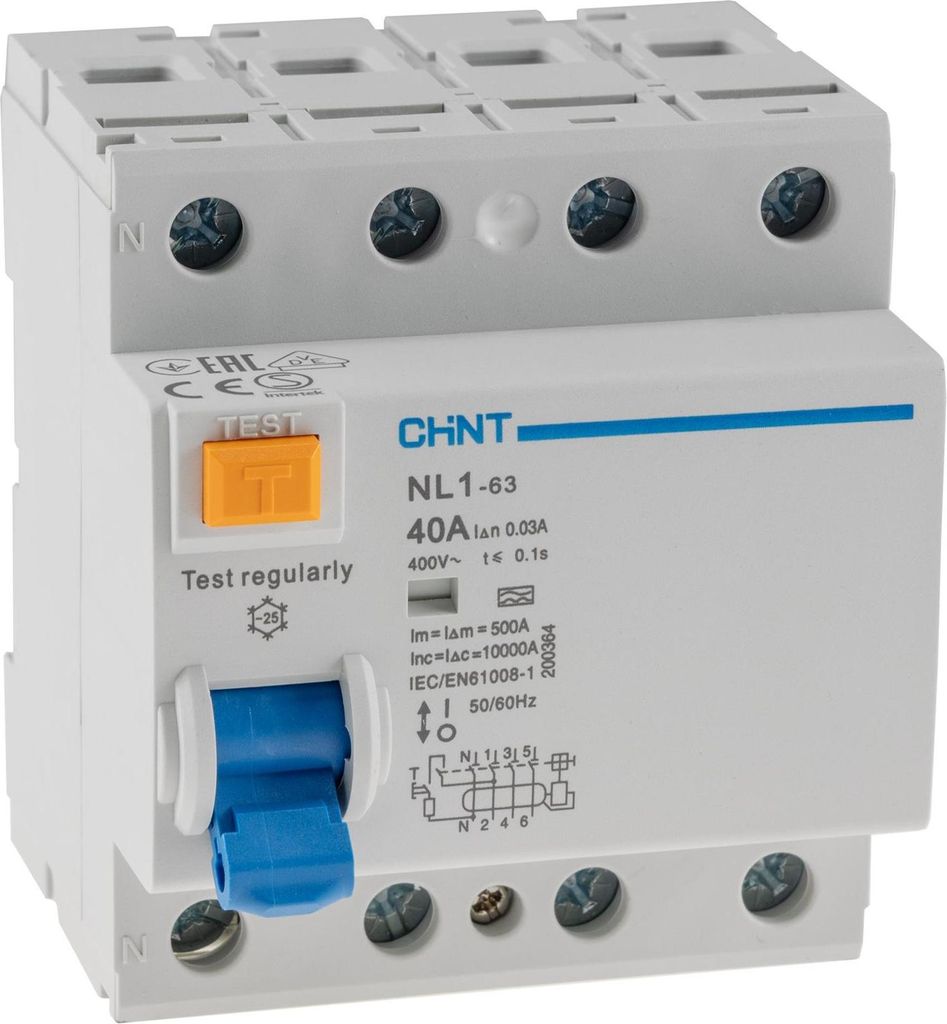 FI Fehlerstrom-Schutzschalter 30mA 40A 4-polig für DIN Trägerschiene