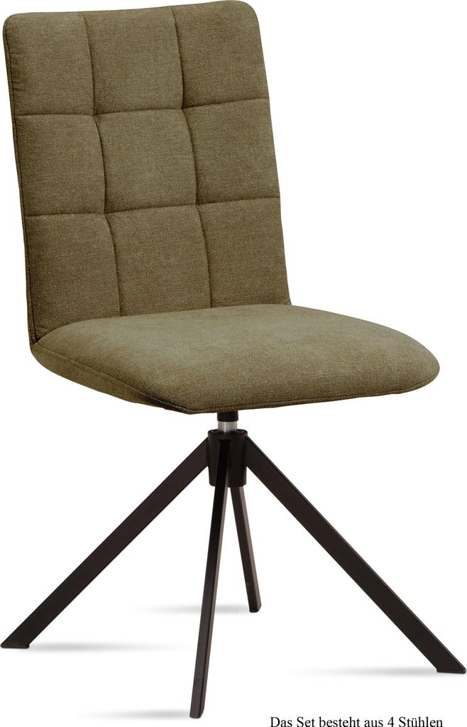 Esszimmerstuhl drehbar (4er-Set) Debora 47x91x60 Schwarz/Olivgrün