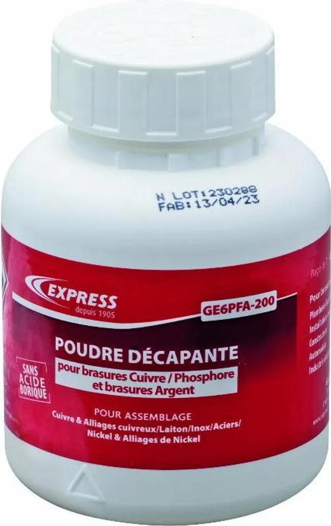 Poudre décapante EXPRESS 200g Brasures Cuivre Phosphore Argent GE6PFA-200