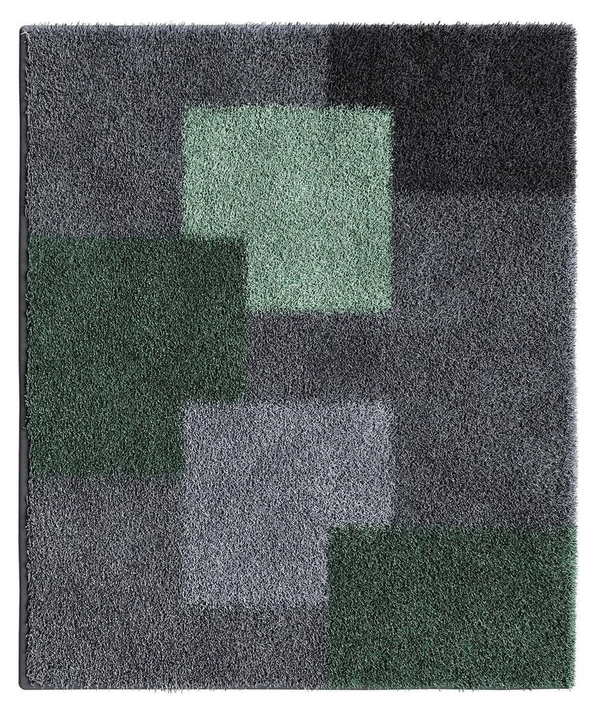 Badematte - 50 x 60 cm - Grün - Anthrazit - Grau - Polyacryl - Karos
