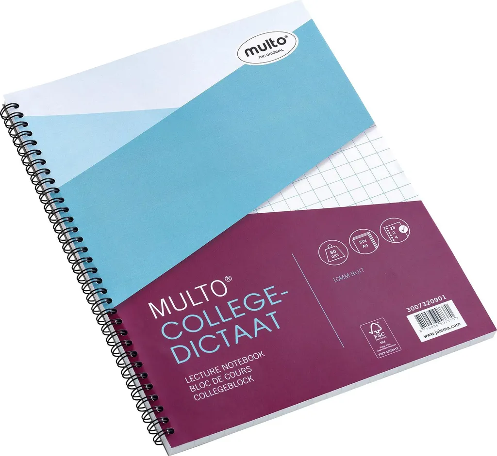 Multo Bloc-notes A4 losange 10x10 mm 23 trous 80g blanc lot de 10 pièces