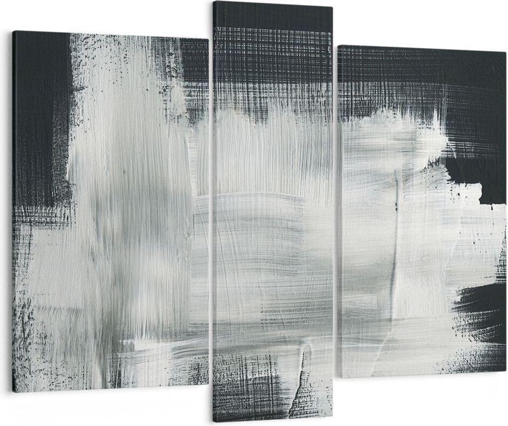 Bild auf Leinwand - Leinwandbild - 3 Teile - Abstraktion Schwarz Weiß - 95x80cm - Wand Bild - Wanddeko - Wandbilder - Leinwanddruck - Bilder - Wan...