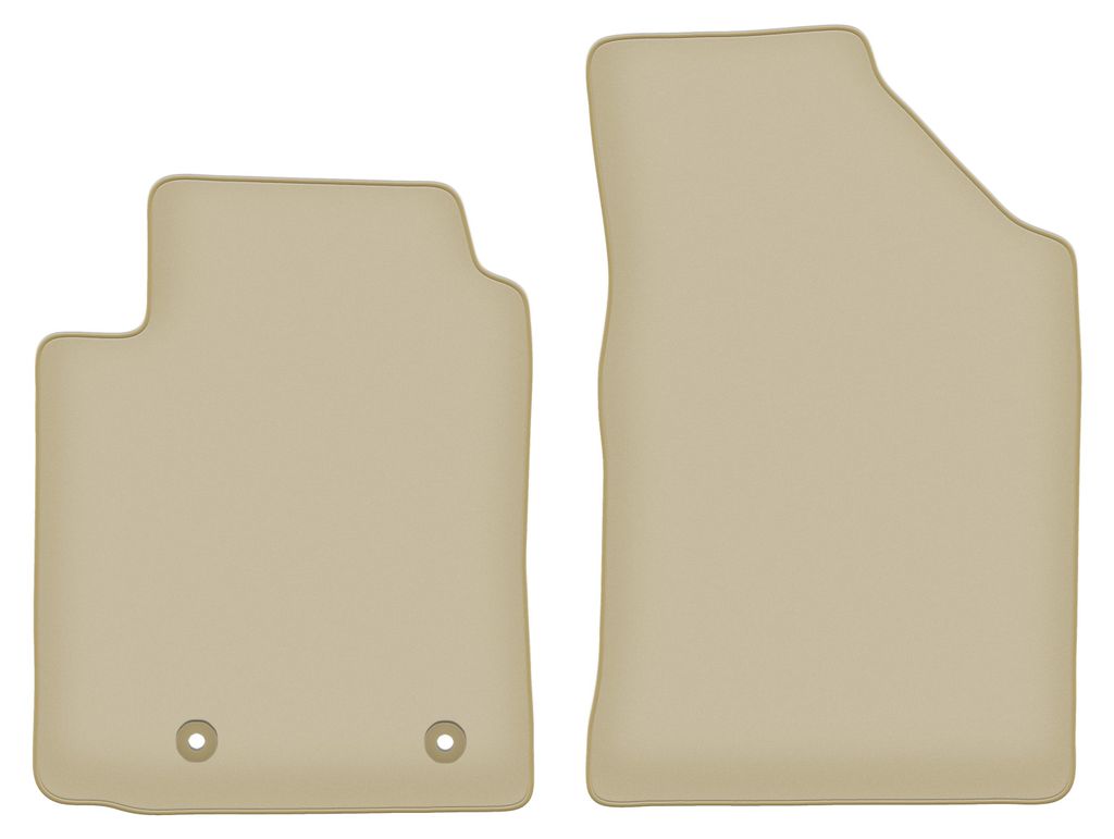Velours-Fußmatten Vorne PREMIUM beige passend für Toyota Yaris I (1999-2005, 3-türig) – mit Befestigungen – passgenau