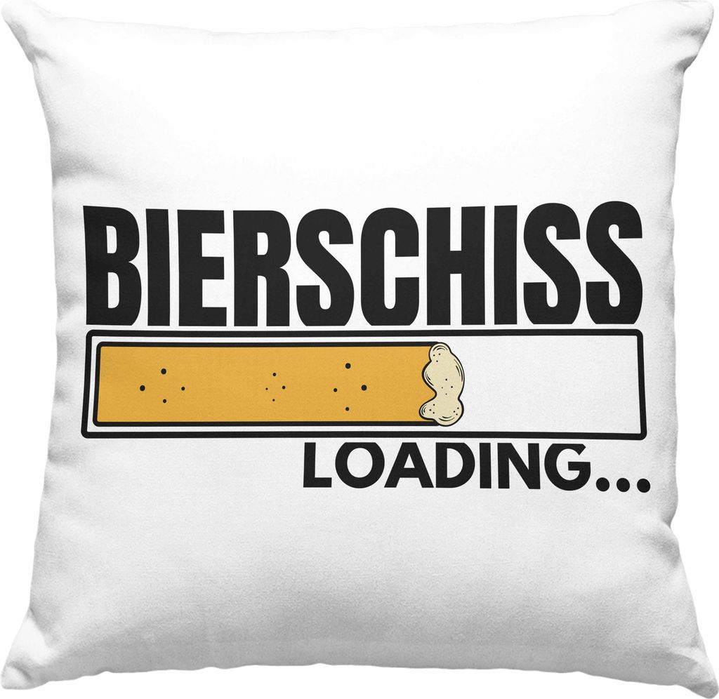 Trendation - Bierschiss Loading Deko-Kissen mit Füllung 40x40 Lustiger Spruch Party Geschenkidee Männer Mann (Grau)
