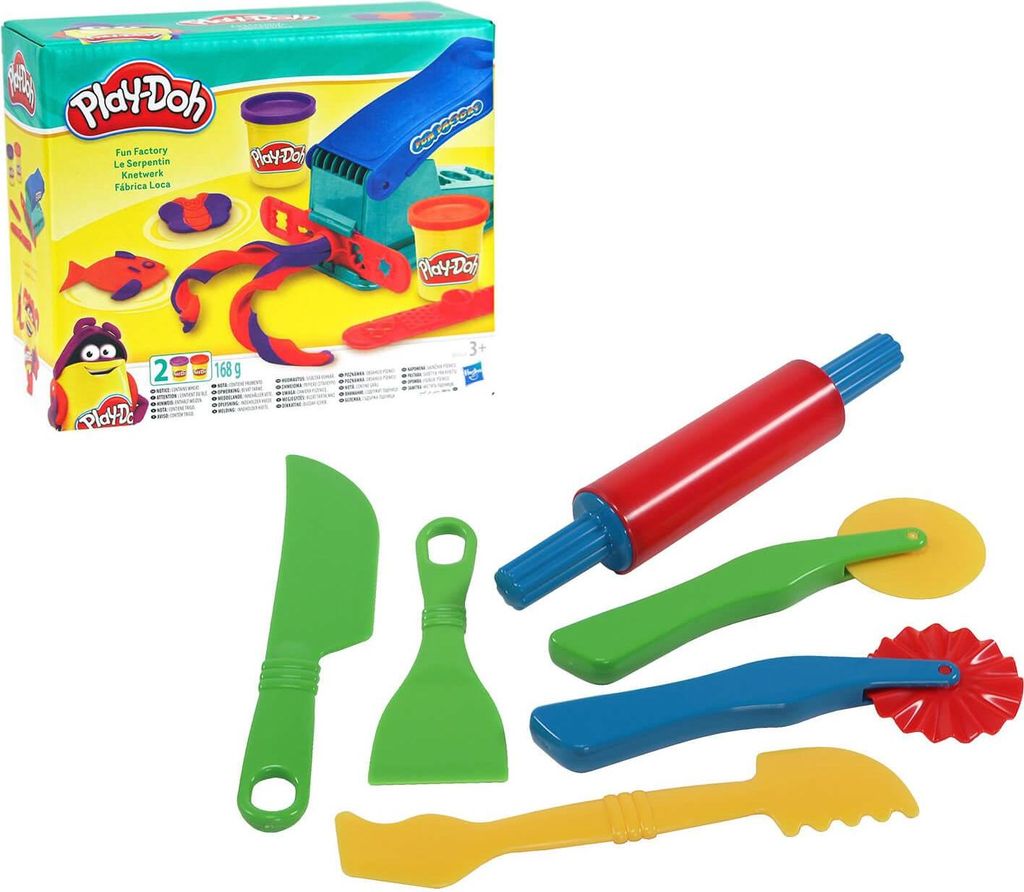 Play-Doh Fun Factory Knetpresse mit Knetwerkzeug Knetmesser Modellierwerkzeug im Set
