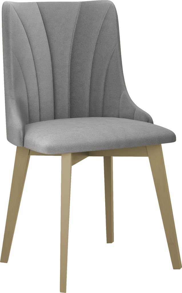 MIRJAN24 Stuhl Monti V Pik Muschel, Polsterstuhl aus Buchenholz, Stilvoll Wohnzimmer (Holzfarbe: Sonoma Eiche, Stofffarbe: Riviera 91)