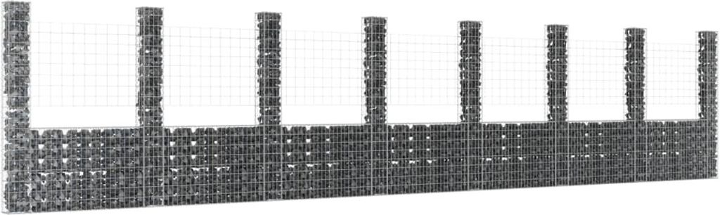 vidaXL Gabionový kôš U-Form s 8 stĺpikmi Železo 860x20x200 Obrázok produktu 