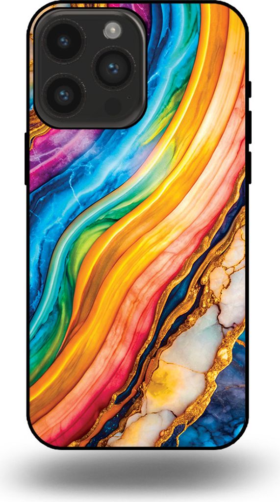 Smartphonica Telefon Fall geeignet für iPhone 14 Pro Max mit Regenbogen Gold Marmor Print - TPU Backcover Fall Regenbogen Gold Marmor Design