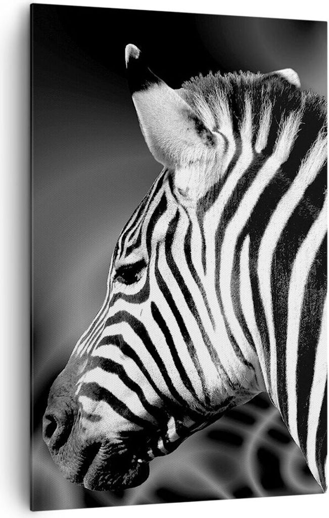 Bild auf Leinwand - Leinwandbild - Einteilig - Tier Zebra Streifen - 80x120cm - Wand Bild - Wanddeko - Wandbilder - Leinwanddruck - Wanddekoration ...