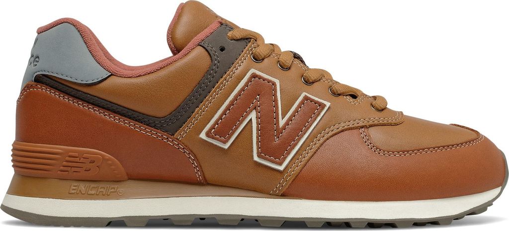 A side view of a New Balance 574 sneaker.
