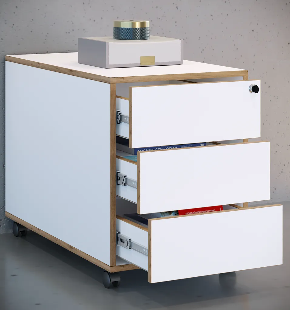 Caisson de Bureau Mobile Salia avec 3 Tiroirs de Rangement VCM