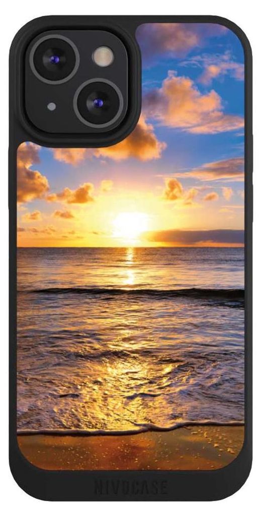 NIVOCASE Handyhülle für Apple iPhone 13 Mini Hülle NIVOpure Case Schwarz Meer Sonnenuntergang Strand