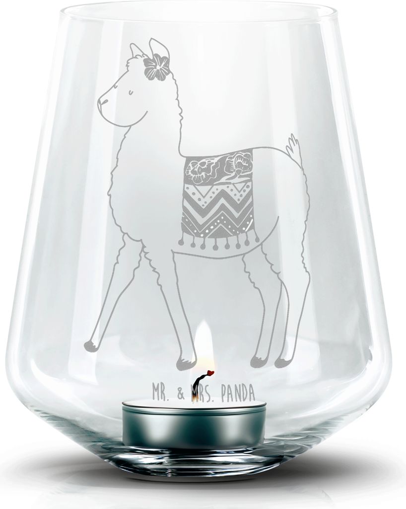 Mr. & Mrs. Panda Windlicht Glas Alpaka Stolz - Transparent Produktbild 