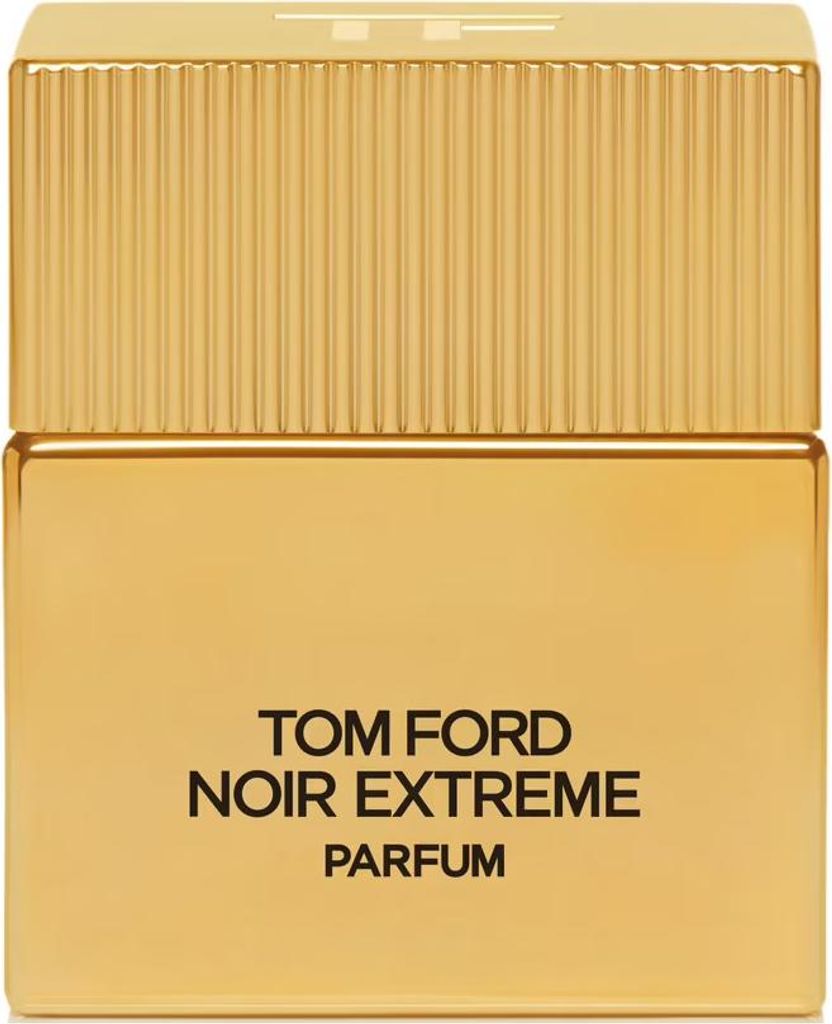 A close-up studio shot of a gold colored perfume bottle.