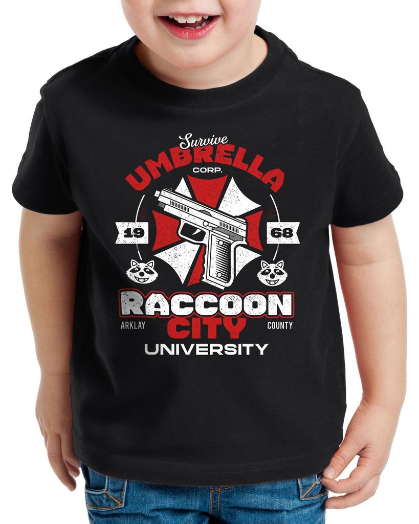 style3 Survive Raccoon University T-Shirt für Kinder