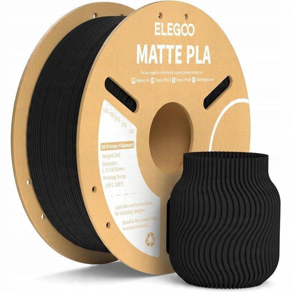 PLA filament, mat, ELEGOO (zwart) Productafbeelding 