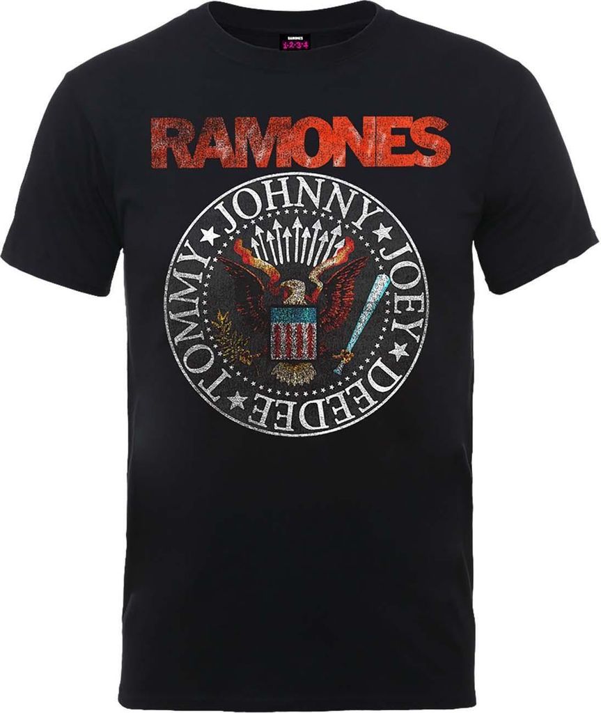 Ramones - "Eagle Seal" T-Shirt für Herren/Damen Uni RO1805 (L) (Schwarz)